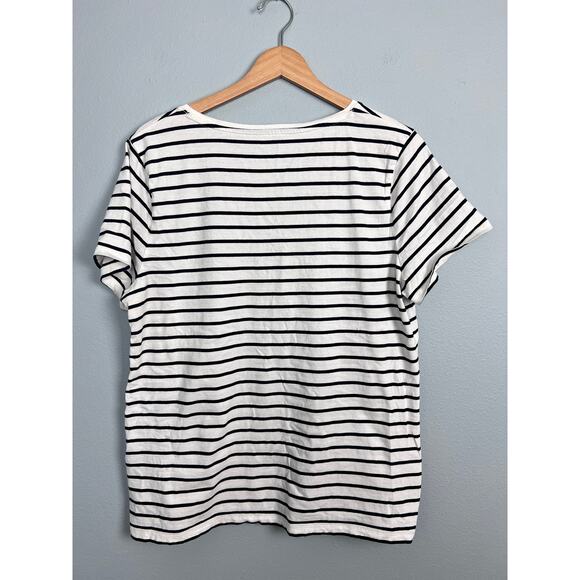 Talbots Women's L T-Shirt Top Striped Sequin Anchor Nautical Coastal Preppy Glam - Picture 3 of 10